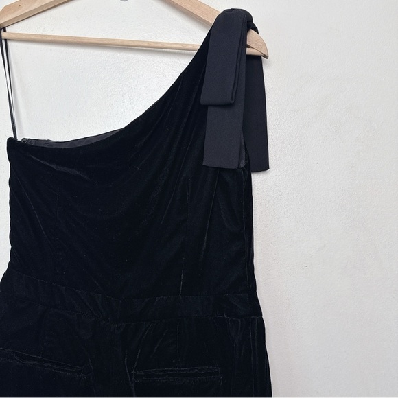 Banana Republic Womens 4 Velvet Bow One Shoulder Maxi Jumpsuit In Black - Picture 11 of 14
